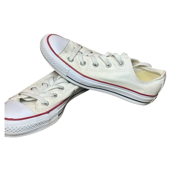 Classic Converse All Star Low Tops – White w/ Red Trim – Men’s 4 / Women’s 6 - Image 2