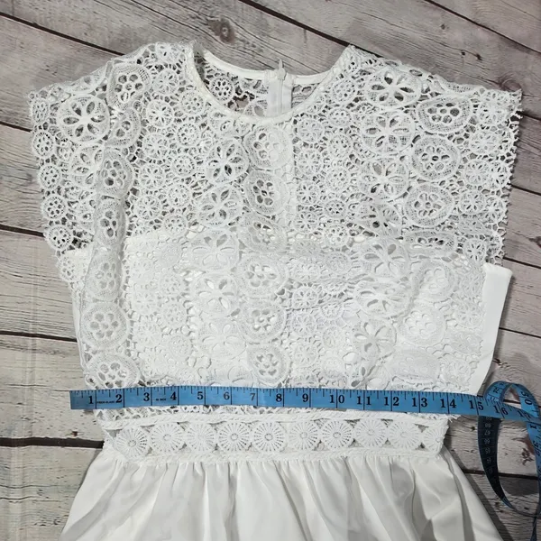 Area‎ Stars White Lace Trim Dress Medium NWT Crochet Boho Coquette Mini - Image 8