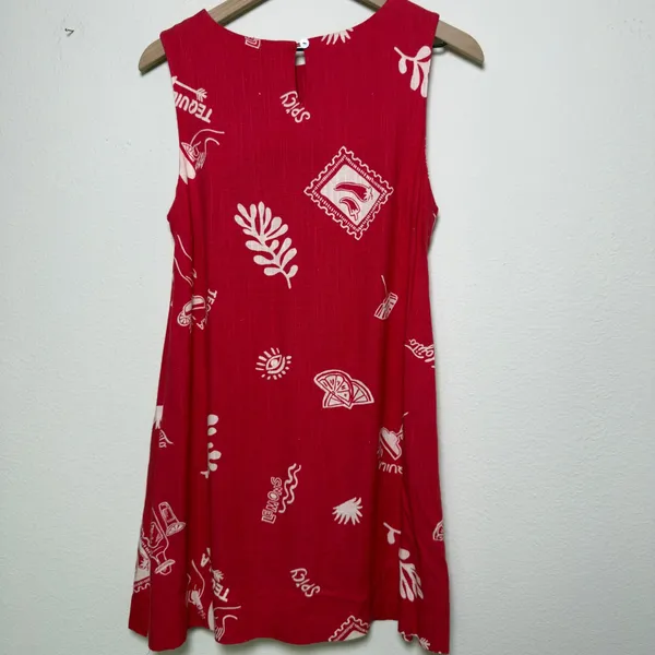 Paper Heart Women‎ Linen Resort Dress Small Red Tequila Mojito Novelty Mini - Image 6
