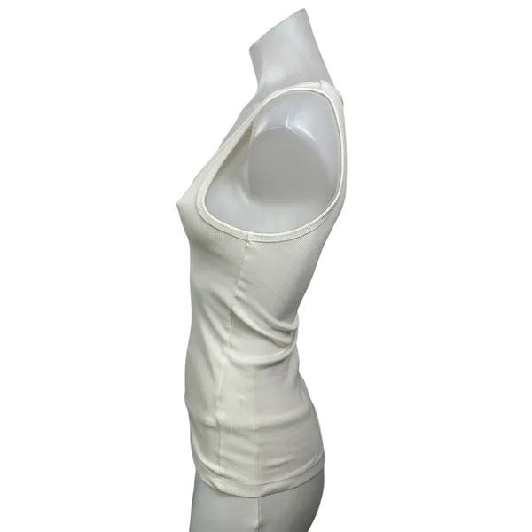 Dissh Women's White Ivory Ribbed Knit Scoop Neck Sleeveless Tank Top Size S - Image 2