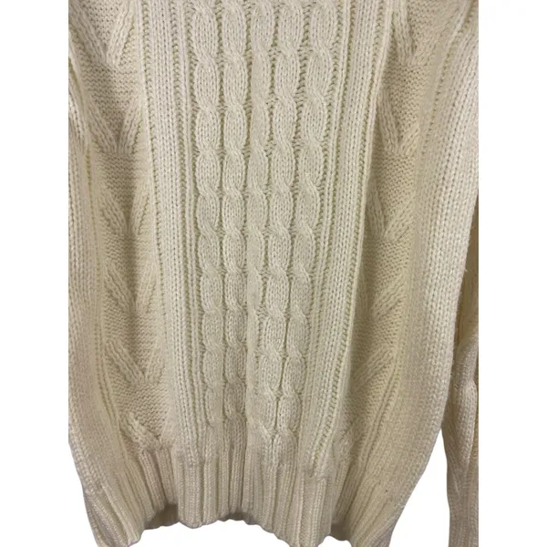 Ivory Knit Sweater Women’s Small Cream Aran Style Old Money Preppy - Image 3