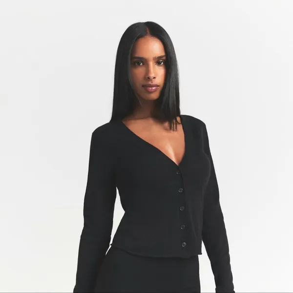 New Skims Featherweight Cashmere Cardigan Onyx Large New with tags - Image 4