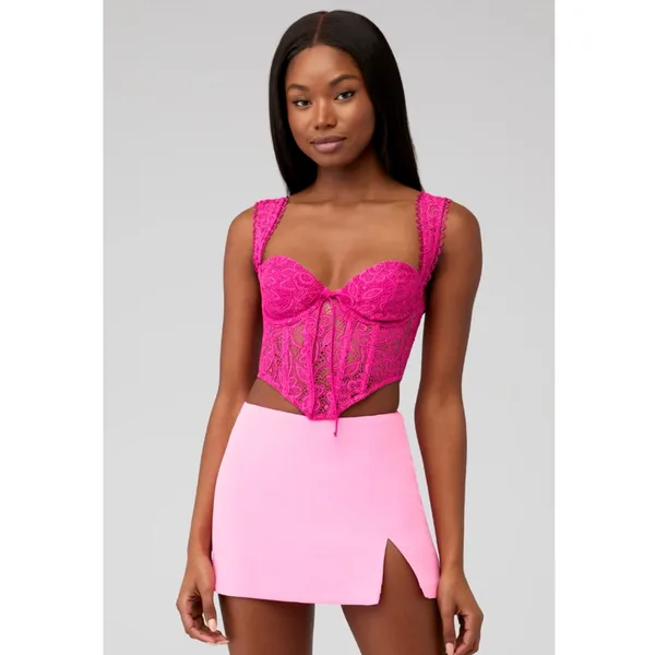 For Love & Lemons Women's Sammie Corset Top Lace Romantic Hot Pink S‎ $149 - Image 3