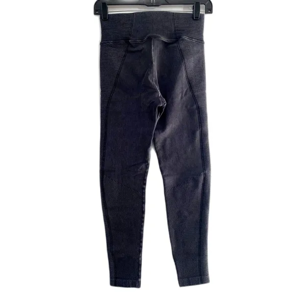 Aerie Offline Ribbed Seamless‎ Leggings Black Rinse Washed Athleisure Size Small - Image 4