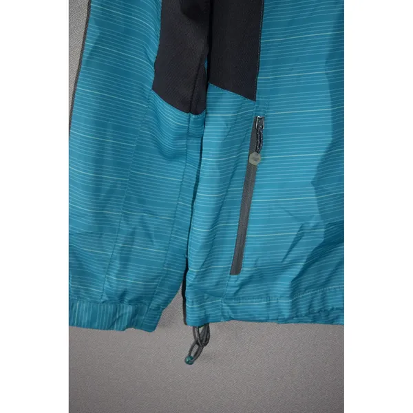 New Balance Windbreaker Jacket Women S Teal Blue Striped Hooded Full Zip Exc - Image 3