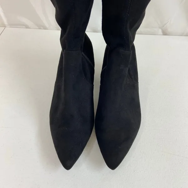 A New‎ Day women's black faux suede knee high tall wedge chunky heel boots 7.5 - Image 2