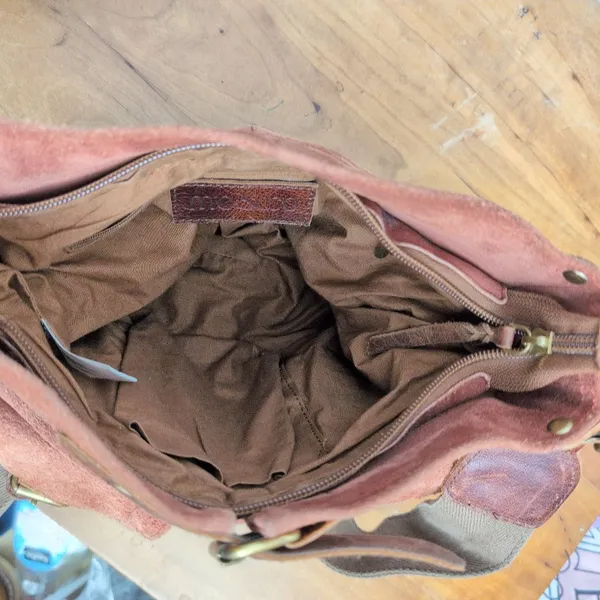 Mo & Co Suede leather Crossbody Bag Brown - Image 3