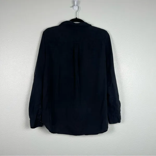 Zara‎ Premium Denim Collection Black Button Up Shirt Women Small Relaxed Fit - Image 5
