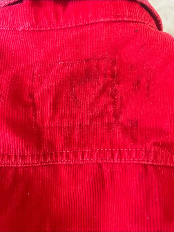 LEVI’S PREMIUM Red Corduroy Cropped Trucker Jacket - Medium White Tab - Image 10