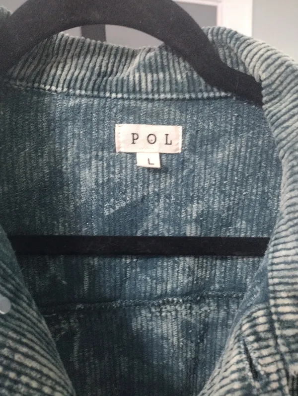 POL Teal Corduroy Button Jacket with Stud Accents - Image 2