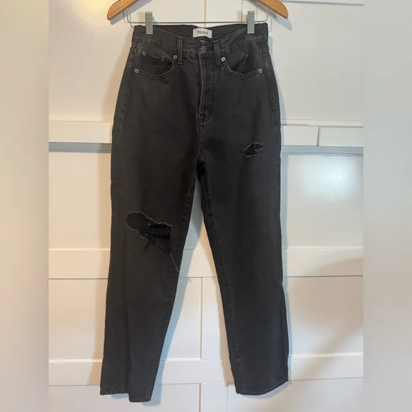 Pistola Cassie high rise straight leg Distressed Black Women's Jeans. Size 26 - Image 2
