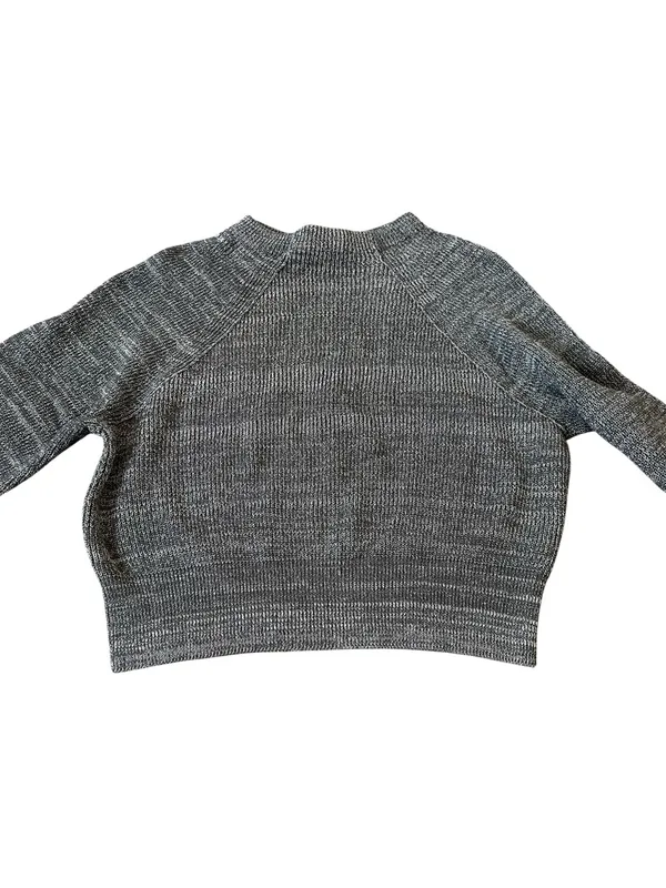 Free People Too Good Mock Neck Marled Gray Sweater Cropped Preppy Grunge - Image 8