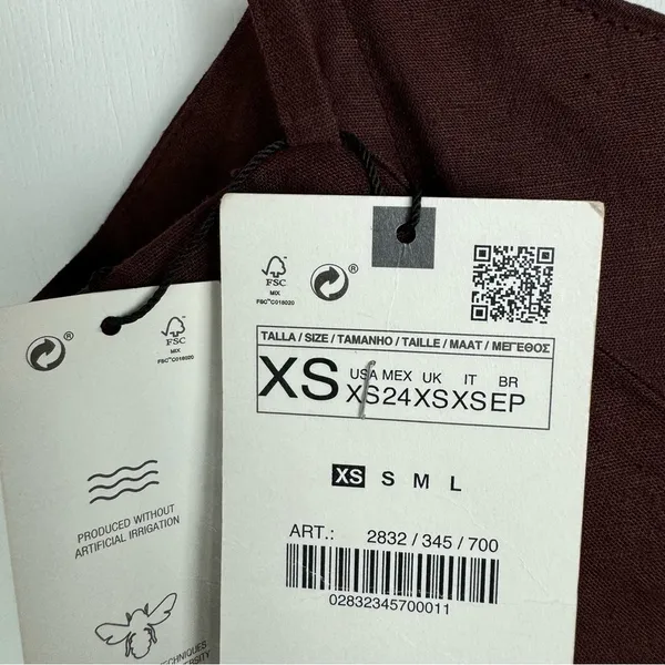 NWT Zara Brown Ruched Ruffle Mini Dress Sz XS - Image 9