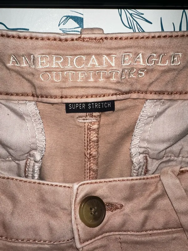 American Eagle Outfitters Pink Tan Denim Shorts - Image 4