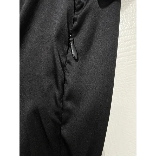 H&M Black Satin Wrap Front Wide Leg Jumpsuit Long Sleeve Size 2 - Image 3