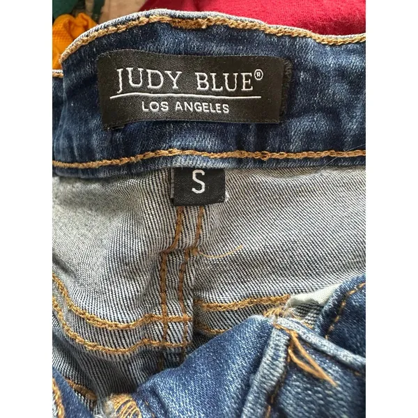 Judy Blue Ava Splattered Distressed Dark Wash High Rise 5 Pocket Denim Shorts S - Image 7