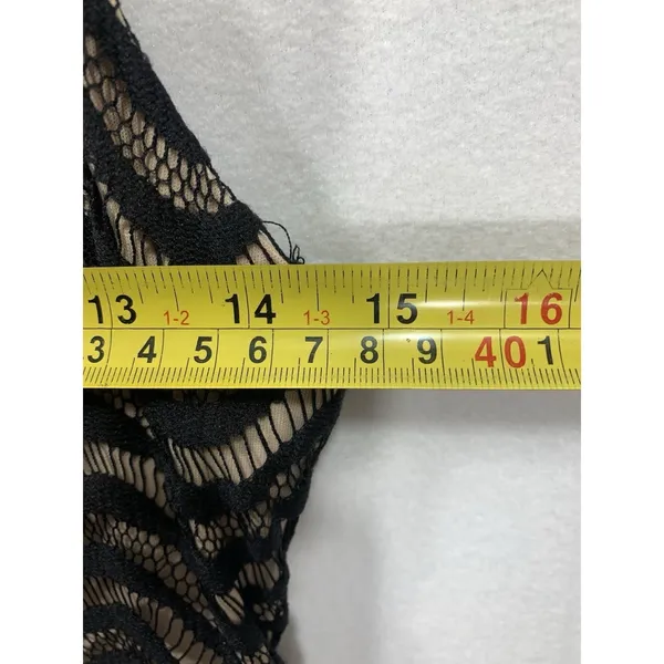 Nikibiki Lace‎ Chevron Mini Dress Womens Small Black Tan Halter High Neck D22947 - Image 3
