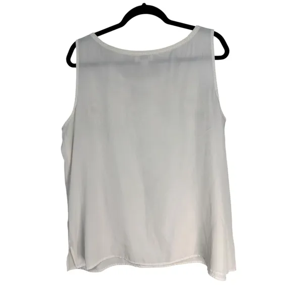 LOFT White Embroidered Sleeveless Tank‎ Top Women's XL Casual Beach Vacation - Image 7