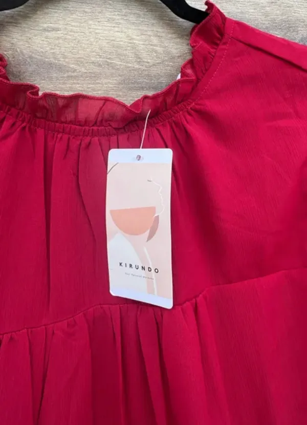 🎁 NWT Kirundo Red/Burgundy Baby Doll Dress - Image 6