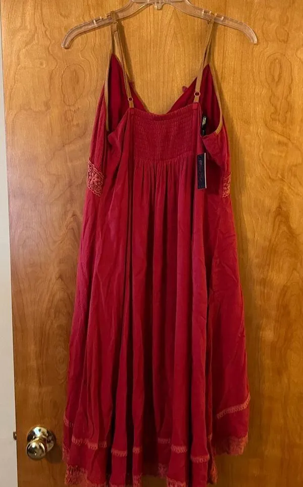Miss Me Suede Strap Sleeveless Dress Lace At Bodice And Hem Rayon NWT Large - Image 7