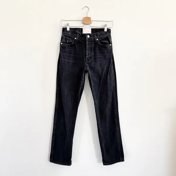 Revice Black Wash High Rise Button Fly Straight Leg Jeans Size 26 - Image 3
