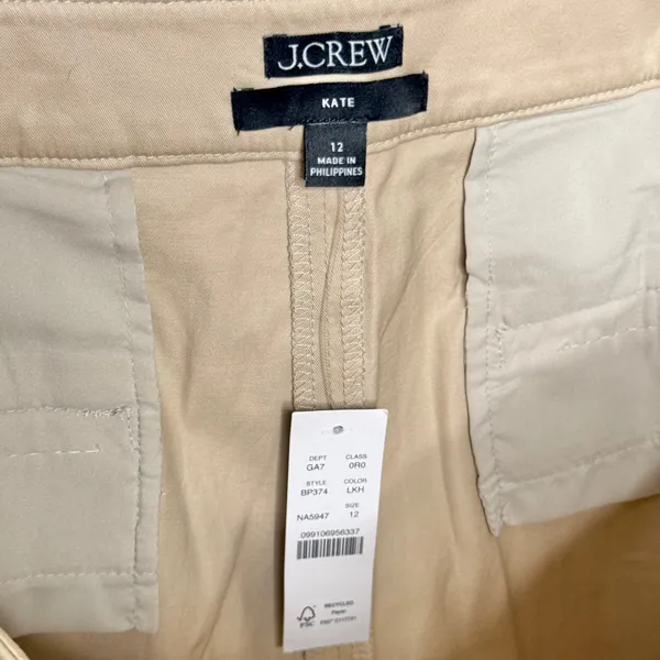 NWT J. Crew Kate Cuffed Hem Straight Leg Pant Pants Light Khaki Size 12 - Image 9