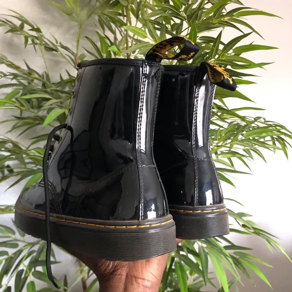 Doc Dr. Martens Zavala Black Patent Leather Combat Boots Chunky Platform Lug Sole Ankle Lace up US Women 9 #gothic #biker #whimsygoth #grunge #streetwear NEW w/o tags - Image 4