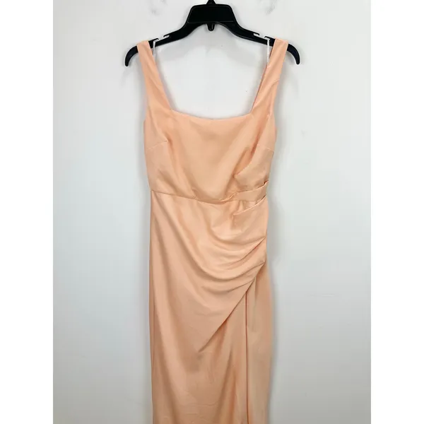 NEW Lulus Red Carpet Romance Peach Satin Square Neck Maxi Dress Formal Medium - Image 6