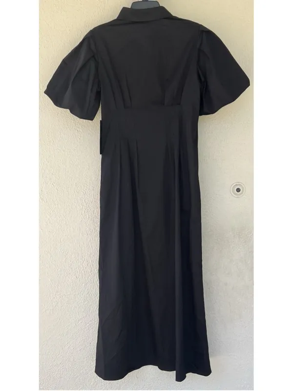 Tuckernuck Black Delaney Dress M Collar Puff Sleeve Classic Elegant Business - Image 9
