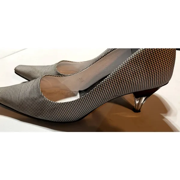 Bruno Magli Black‎ and White Check Lucite Heel Pump Size 8 - Image 4