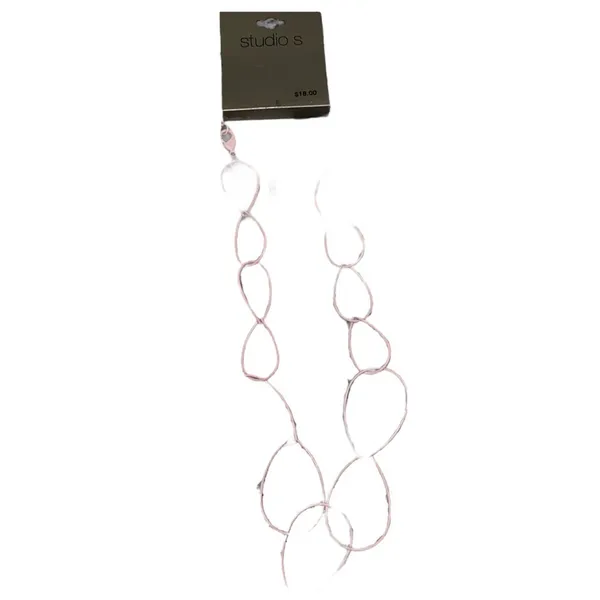 NWT Studio S Pink Statement Necklace Geometric‎ Wire Chain Long Fashion Jewelry - Image 3