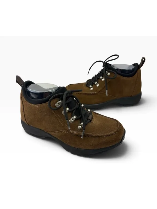 -Lands End Low Top Hiking Boots Womens 7B Brown Suede Leather Outdoor Activewear - Image 3