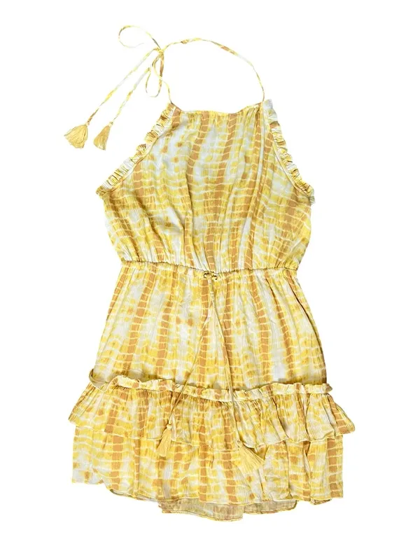 Revolve Majorelle Women’s Baker Yellow Tie Dye Halter Neck Tassel Tie Mini Dress - Image 12