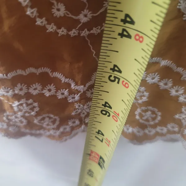 Rebellion Rebellious One Boho Embroidered Cotton Smocked Maxi Dress Mustard Yellow Jr M - Image 9