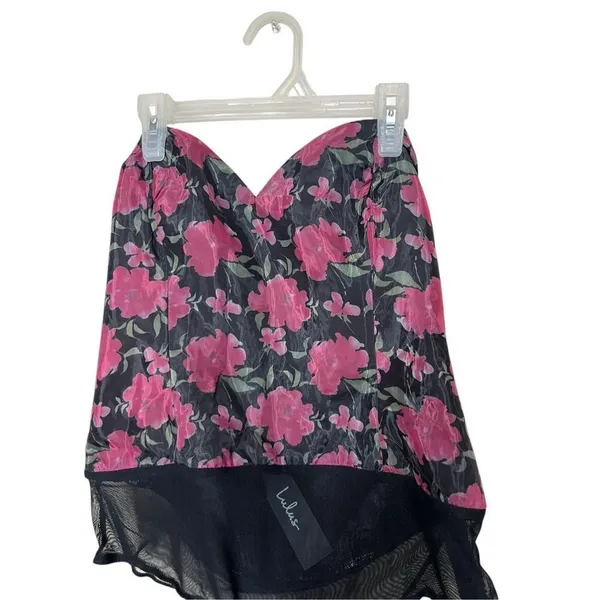 Lulus Black Floral Print‎ Organza Strapless Bodysuit Size Large NWT - Image 2