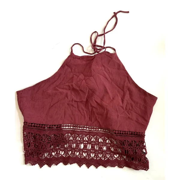 American Eagle Festival Wear Boho Hippie Halter Tie Top Mauve Pink Size Large - Image 6