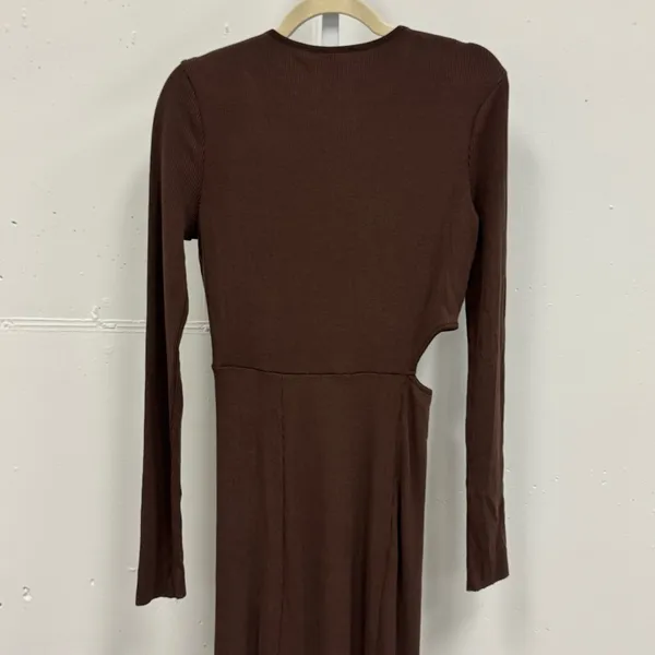 Revolve THE RANGE Mass Rib Cutout Long Sleeve‎ Midi Sweater Dress Espresso Large - Image 10