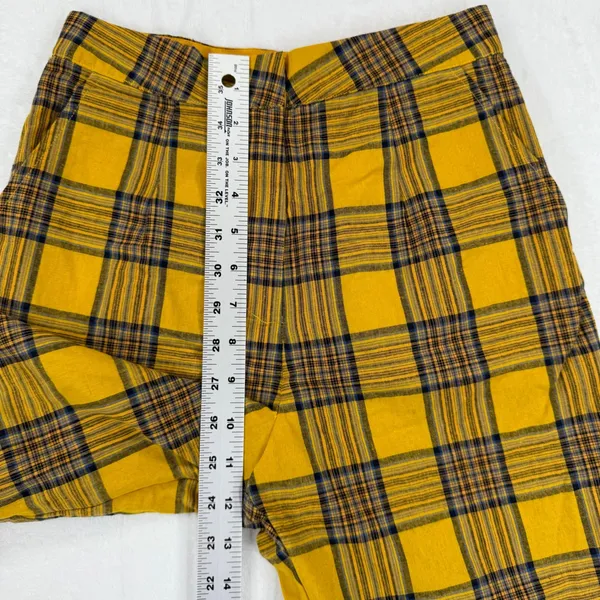 LPA Butter Yellow Plaid‎ High Waisted Straight Leg Pants Women's XS - Image 3
