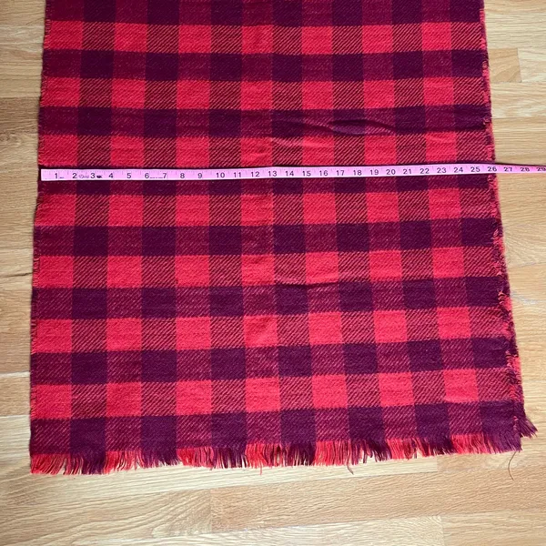 Sinsay Red Plaid Scarf Buffalo Check Fringe Winter Scarf One Size - Image 5