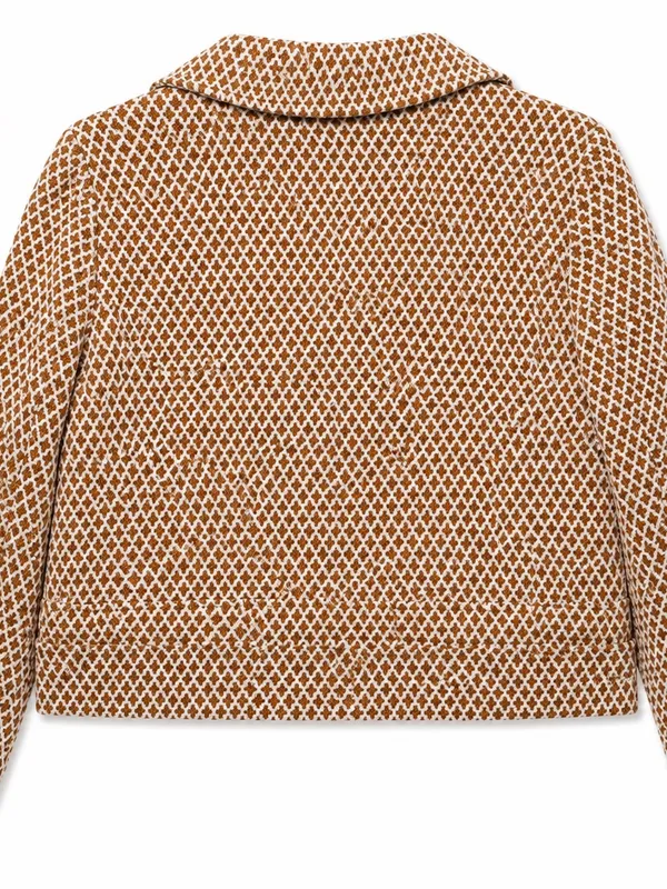 Maeve Anthropologie Blazer Womens Small Brown Geometric Knit Cropped - Image 4