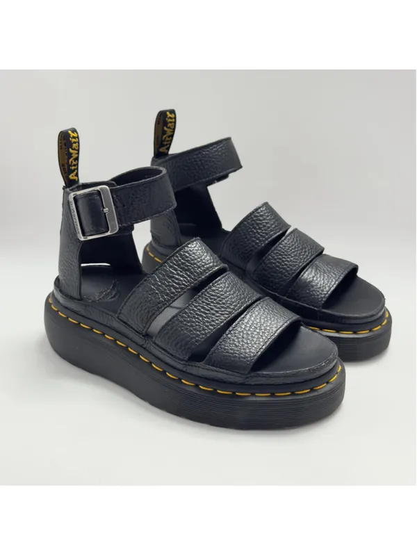 Dr. Martens Clarissa II Quad Milled Nappa Leather Platform Sandals Black Size 5L - Image 11