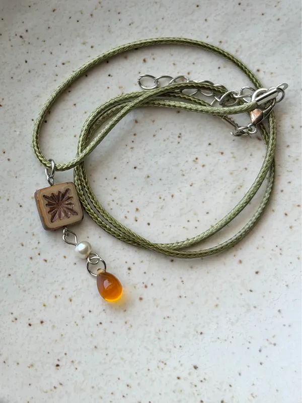Handmade Czech glass beads mix boho fairy whimsy retro necklace🌿✨ - Image 5