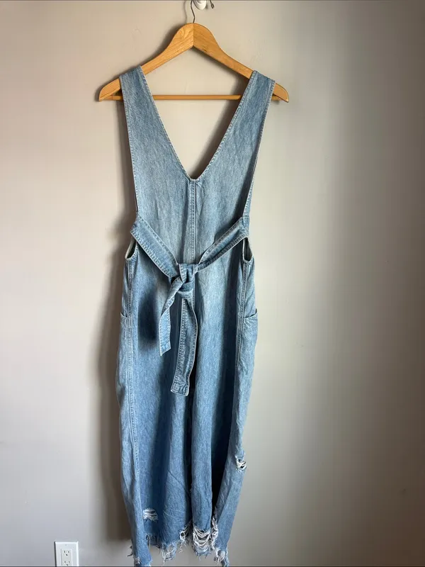Free People We The Free Wonderland Denim Maxi Dress Small - Image 4