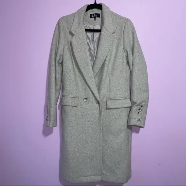 Lulus Brisk Elegance Light Beige Double-Breasted Coat Women Size XS Wool Blend - Image 2