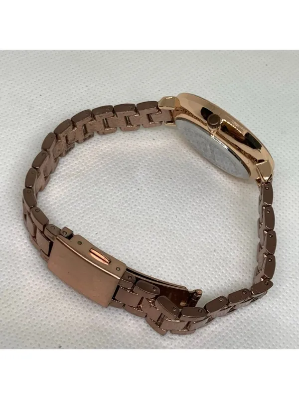 Accutime women’s watch brown tone quartz analog 35mm links bracelet running - Image 8