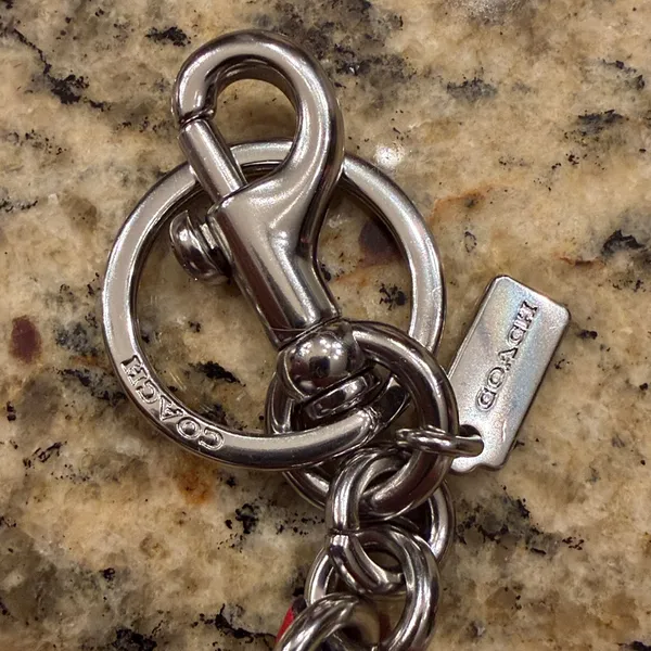 Coach Leather Pinwheel Bag Charm Key Ring - Image 4