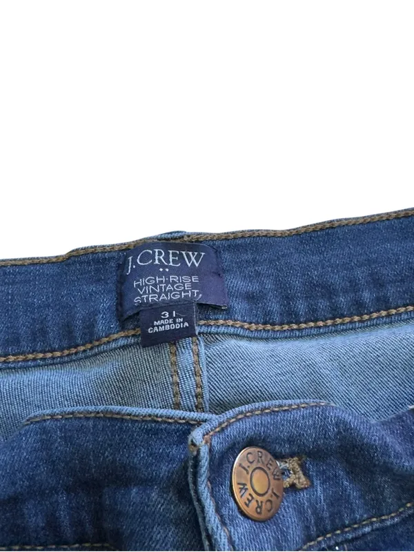 J.Crew High Rise Vintage Straight Crop Jeans Dark Wash Stretch Denim Women’s 31 - Image 9