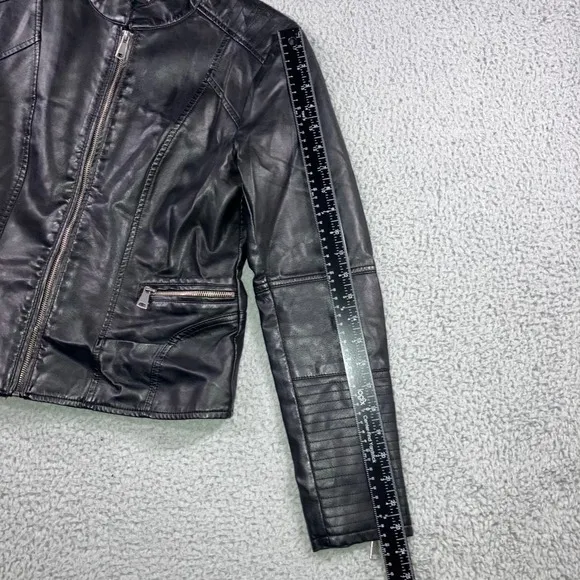 Baccini Faux Leather Jacket Women‎ Medium Petite Motorcycle - Image 7