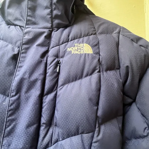 The North Face Goose Down Jacket XS Navy Puffer 600 Fill Hooded Coat Outdoors - Image 8