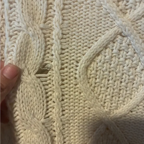 Chunky Cream Cable Knit Cardigan with Contrast Trim - Image 7